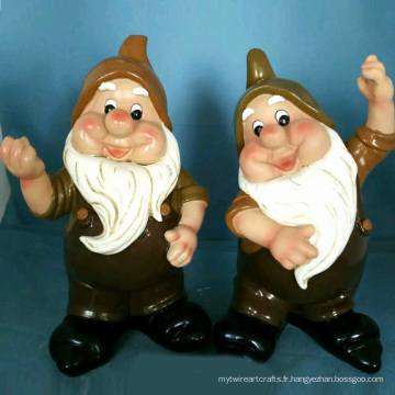 Lovely Polyresin Statue Dancing Dwarf pour décoration de jardin